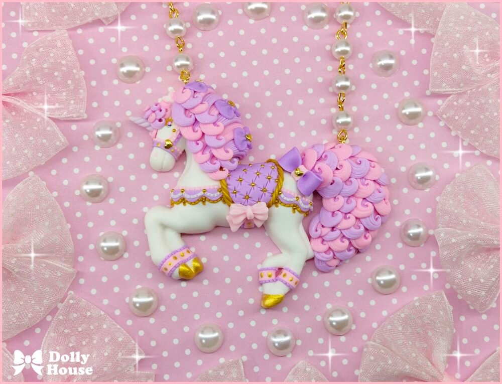 Kawaii Candy Carousel Unicorn Necklace by Dolly House